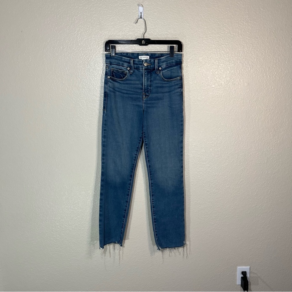 Good American Blue Straight Leg Jeans